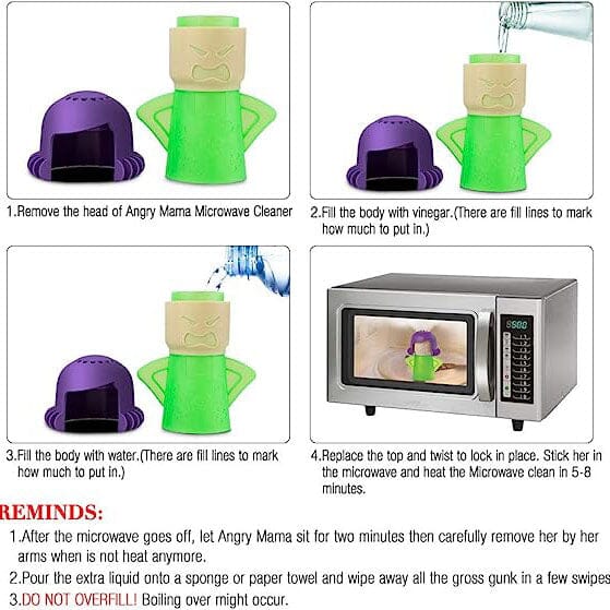 2-Piece: Angry Mama Microwave Steam Cleaner
