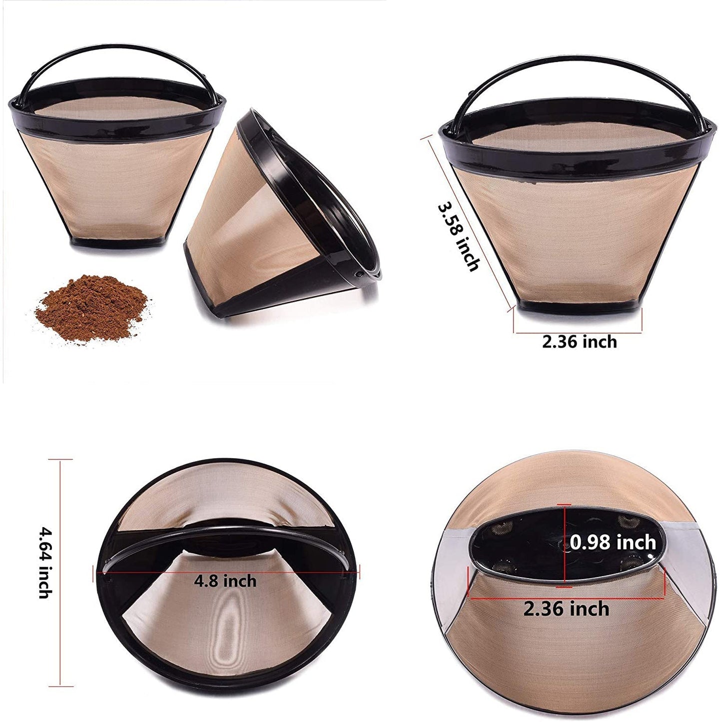 2-Piece: Reusable No.4 Cone Coffee Maker Filters