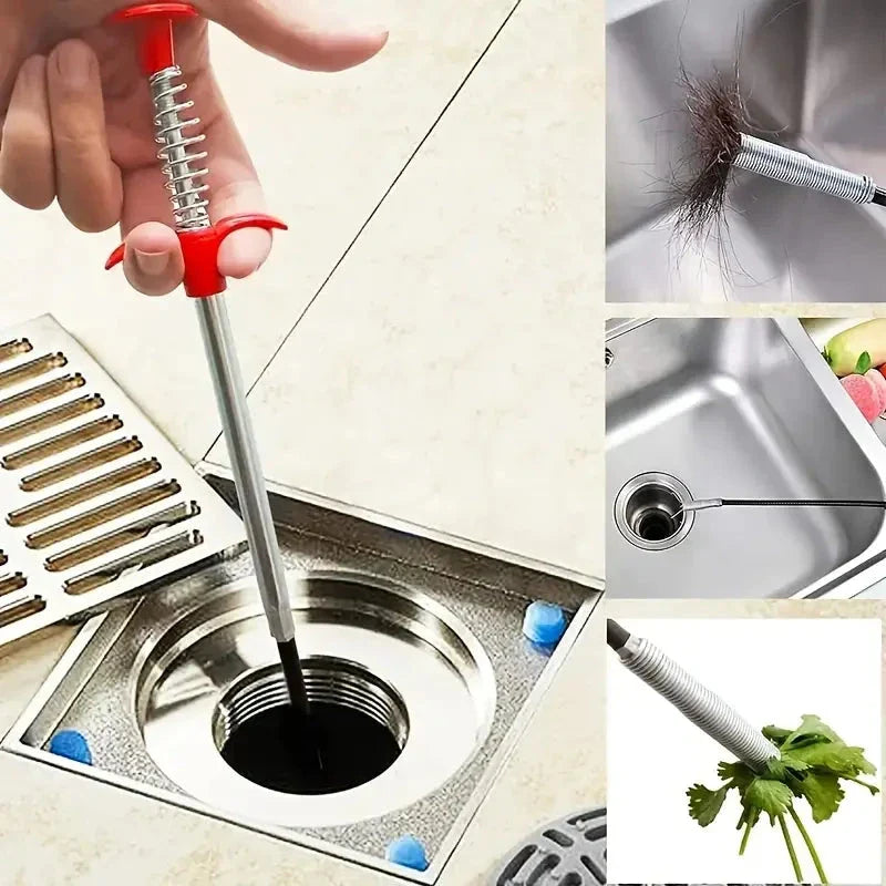 4-Claw Pipe Clog Remover, Spring Plumbing Tool for Kitchen Bathroom, Hair and Debris Catcher