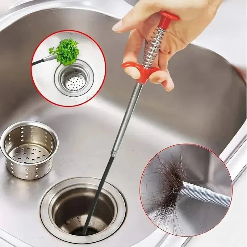 4-Claw Pipe Clog Remover, Spring Plumbing Tool for Kitchen Bathroom, Hair and Debris Catcher