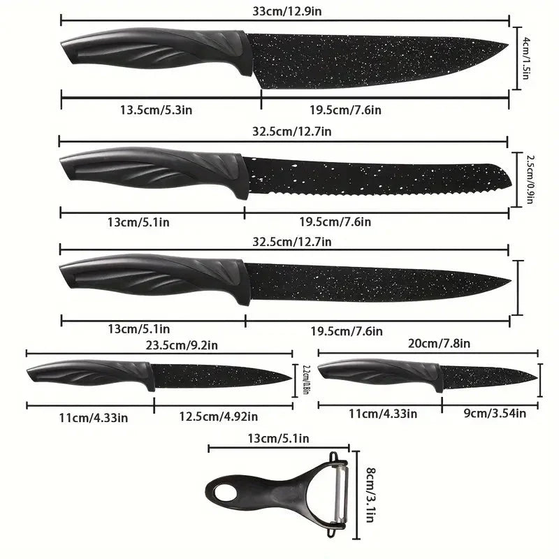 6-Piece Set: High Carbon Stainless Steel Sharp Kitchen Knives