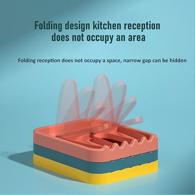 Foldable Pot Lid Rack Plastic Spoon Holder Stand Kitchen Supplies Organizer